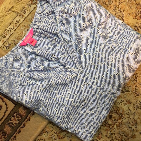 LILLY PULITZER size XLarge Gold LOGO buttons Long Tunic Floral Preppy $228 NEW - Picture 16 of 16